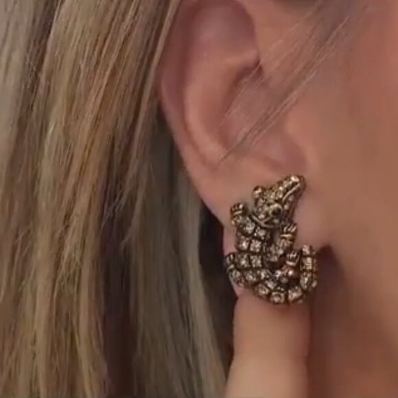 Heidi Daus Alligator Crystal Pierced Earrings NIB - Picture 4 of 12